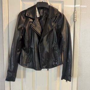 Anthropologie Black Faux Leather Moto Jacket